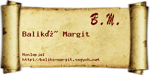 Balikó Margit névjegykártya