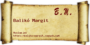 Balikó Margit névjegykártya